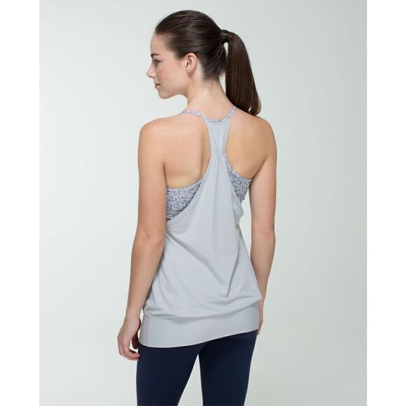 Lululemon No Limits Tank Silver Spoon / Petite Fleur Silver Spoon Size 4 - Picture 1 of 6